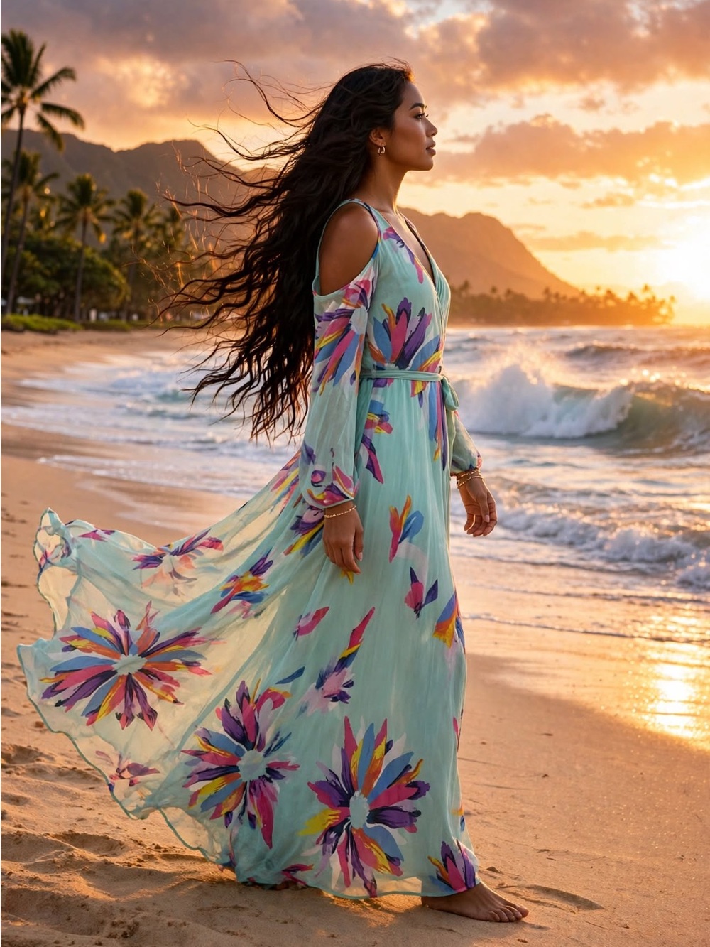 Judith March Boutique Cold-Shoulder Maxi Dress Coastal Vacation Maxi Dress large